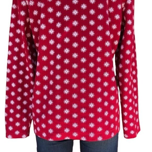 Croft & Barrow Mock Turtle Neck Red Snowflake Winter Top Long Sleeve Shirt Sz L - Picture 7 of 8